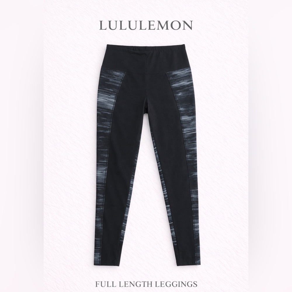 Lululemon Athletica Leggings Size 4 Black Pattern Panel Athletic Yoga Pants